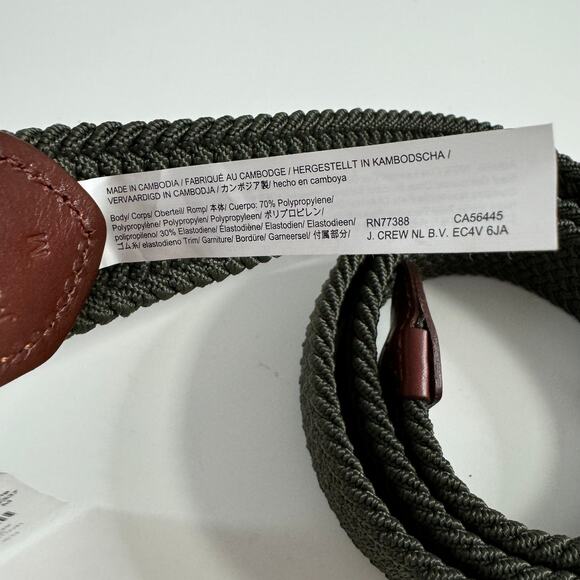NWT J. CREW Woven Elastic Belt Round Buckle Dark Sage Green Medium - Picture 4 of 4